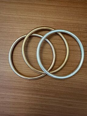 Gold , Silver & Rose Gold slinky  Bangle Bracelet Set - Women Jewelry